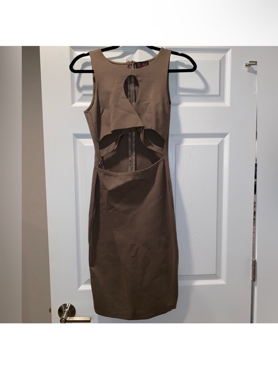 Hot Miami Styles Dresses & Skirts - Hot Miami Styles Taupe Cutout Mini Dress